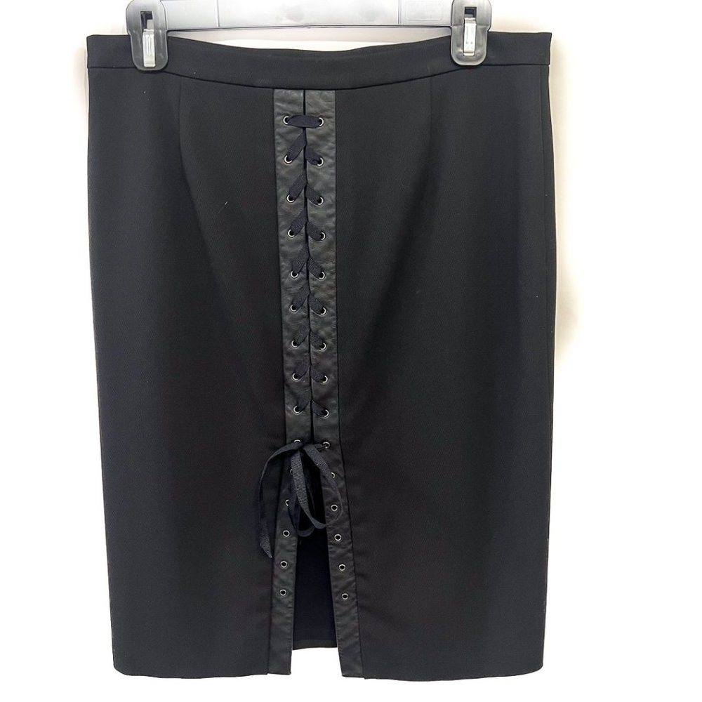 BCBG Max Azria Black Lace up Corset Pencil Skirt Size 4